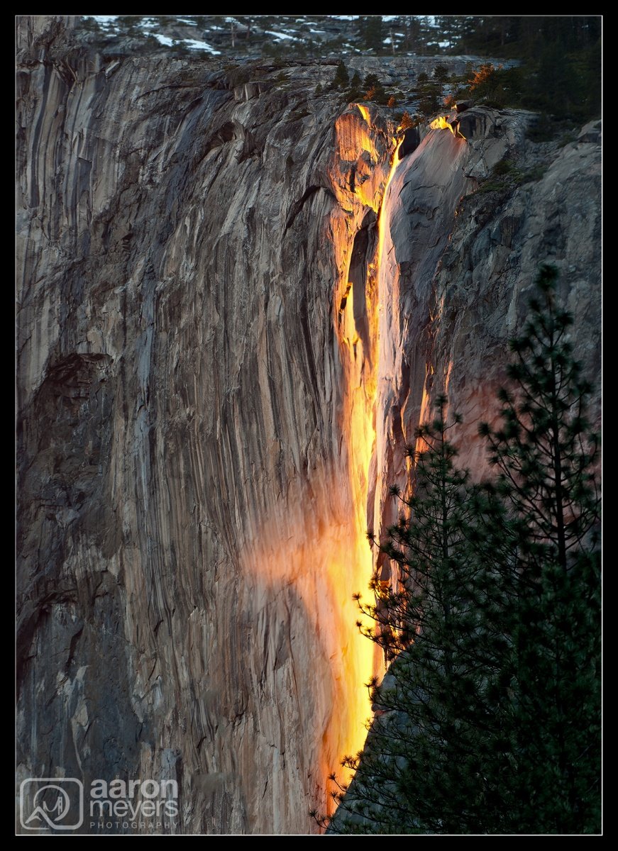 horsetail falls on fire
