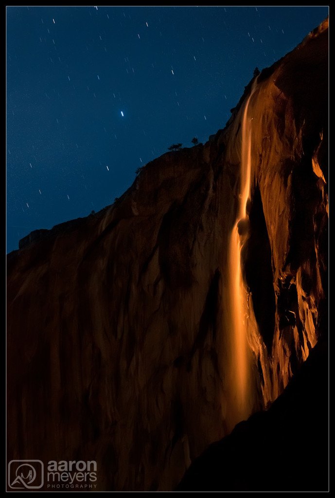 Horsetail Firefalls by Moonlight