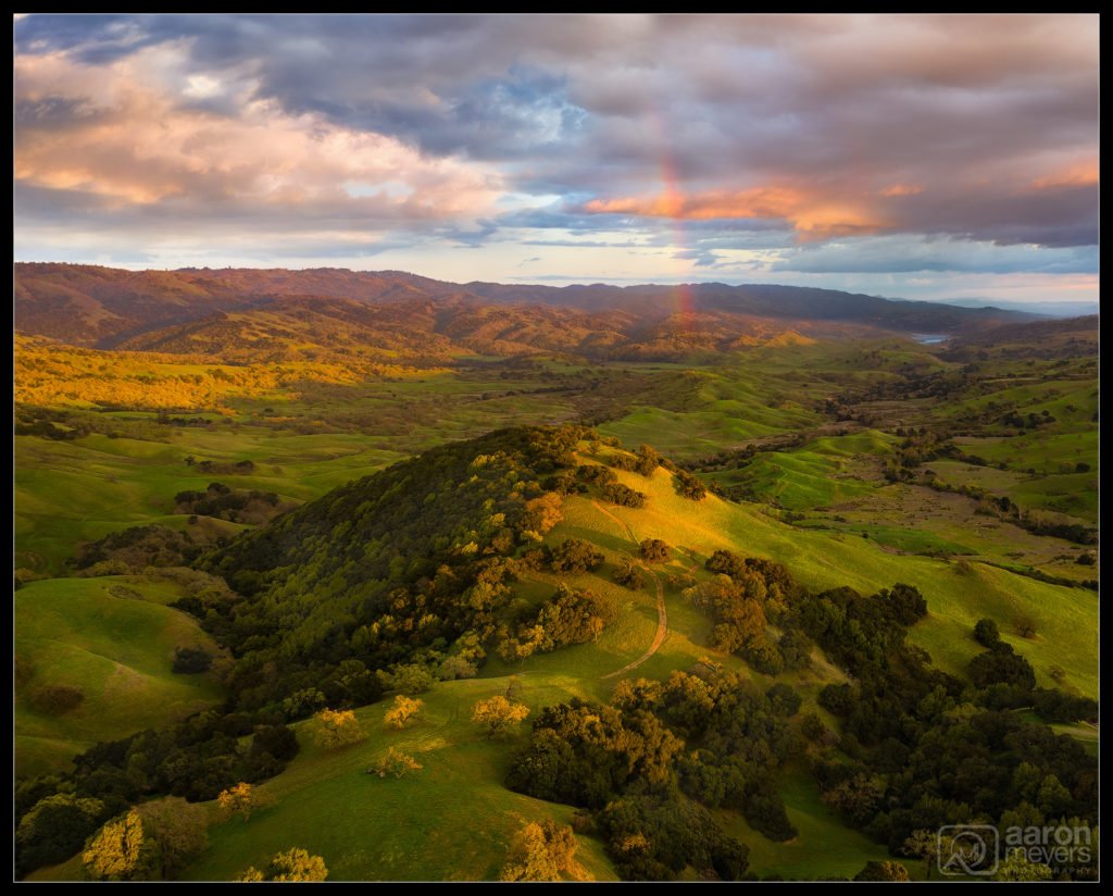 Pot of Gold: Rainbow over hills in the Bay Area, California